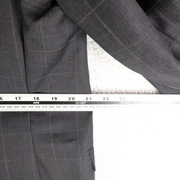 Samuelsohn Blazer Mens 44 Tall Long Gray Plaid Wool Super 100s Sport Coat Jacket - Picture 10 of 16